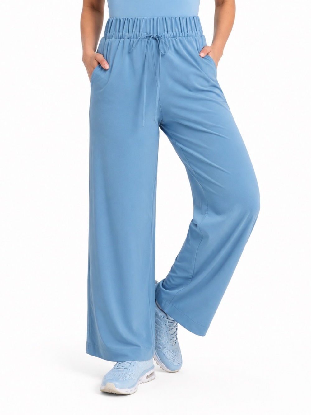 All In Motion Women Active Light High-Rise Pocketed Wide Leg Pants Blue Size L